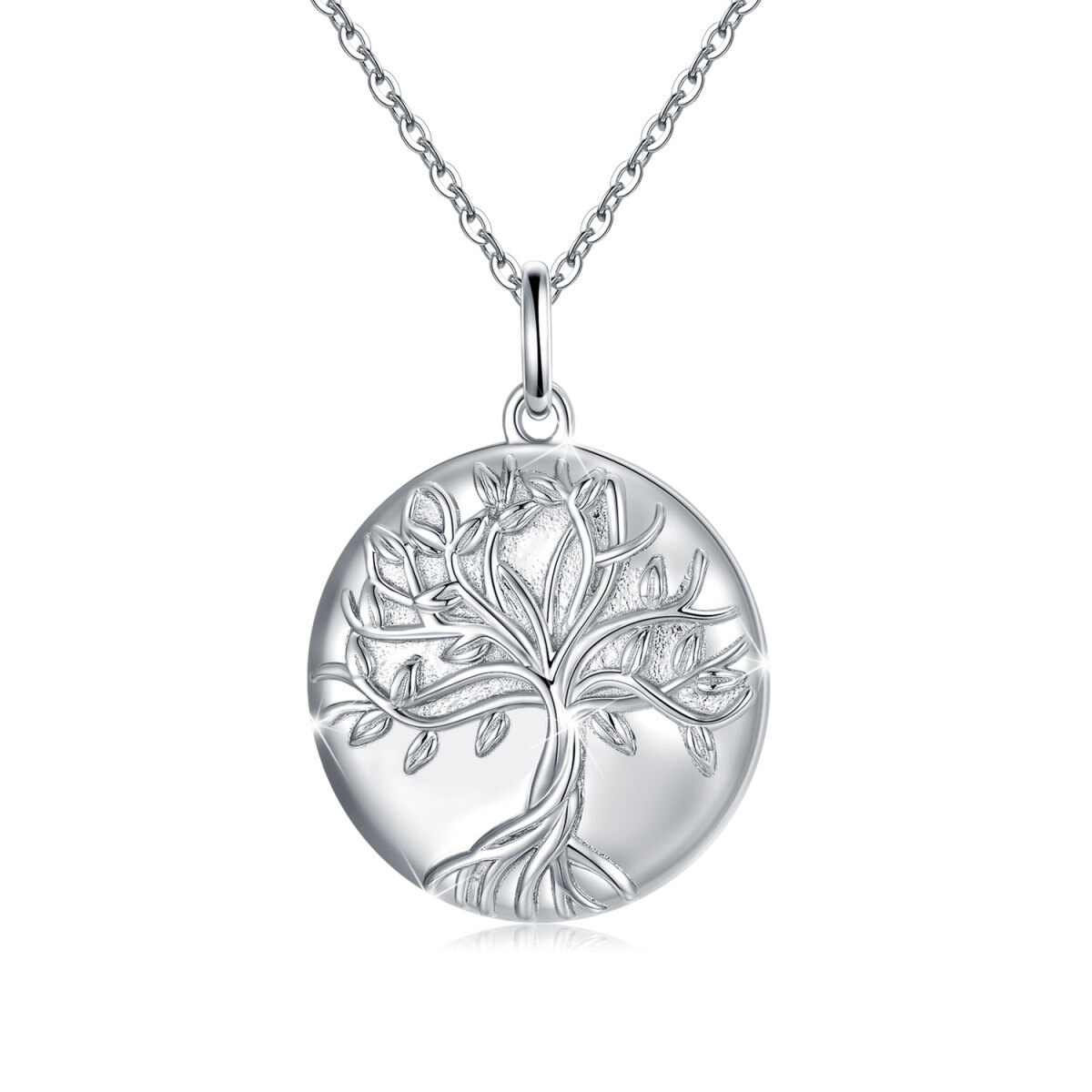 Sterling Silber Baum des Lebens Runde Anhänger personalisierte Foto Medaillon Halskette-1