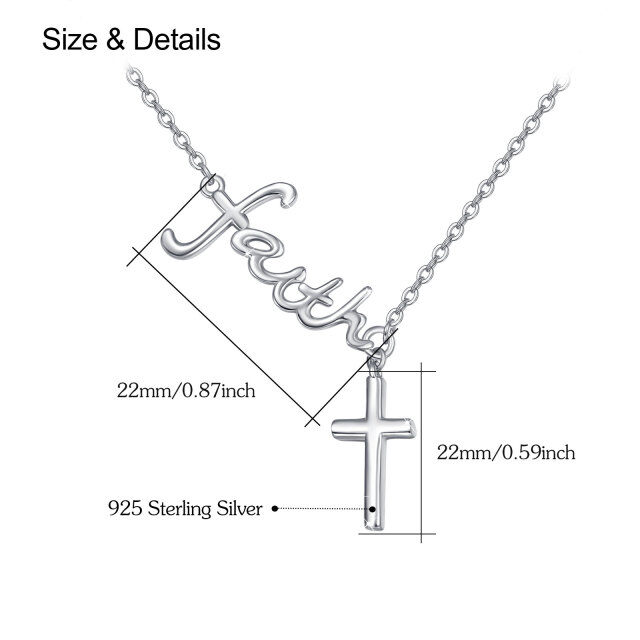 Sterling Silver Cross Non-adjustable Y-Necklace with Engraved Word-2