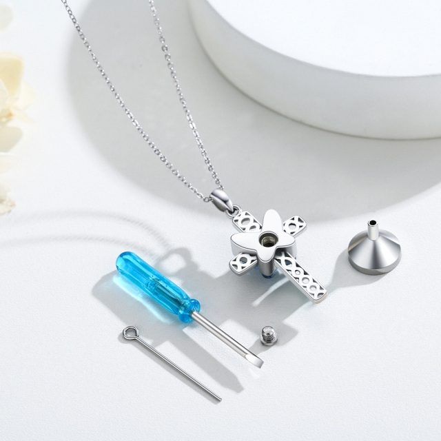 Sterling Silber Kristall Schmetterling & Kreuz Urne Halskette für Asche-5