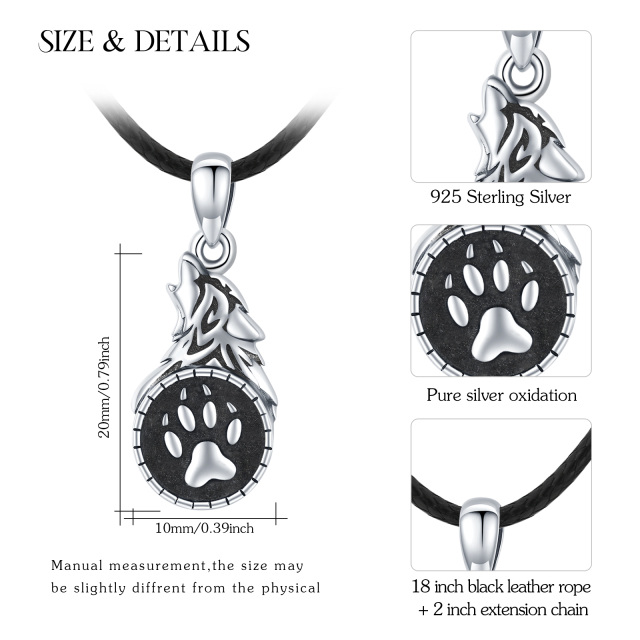 Sterling Silver Paw & Wolf Urn Necklace for Ashes for Men-4