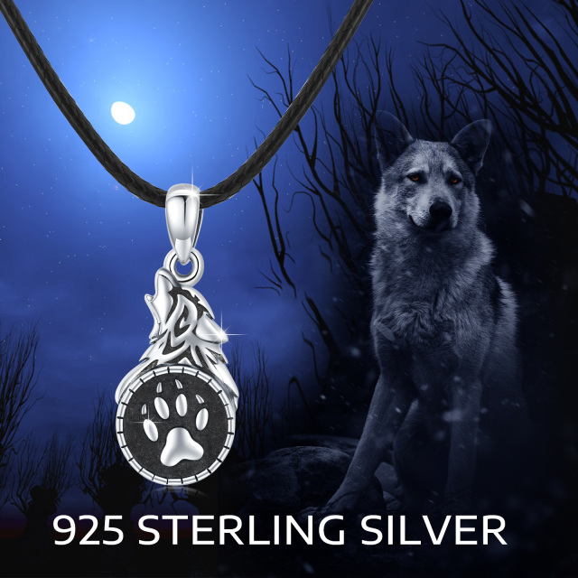 Sterling Silver Paw & Wolf Urn Necklace for Ashes for Men-5