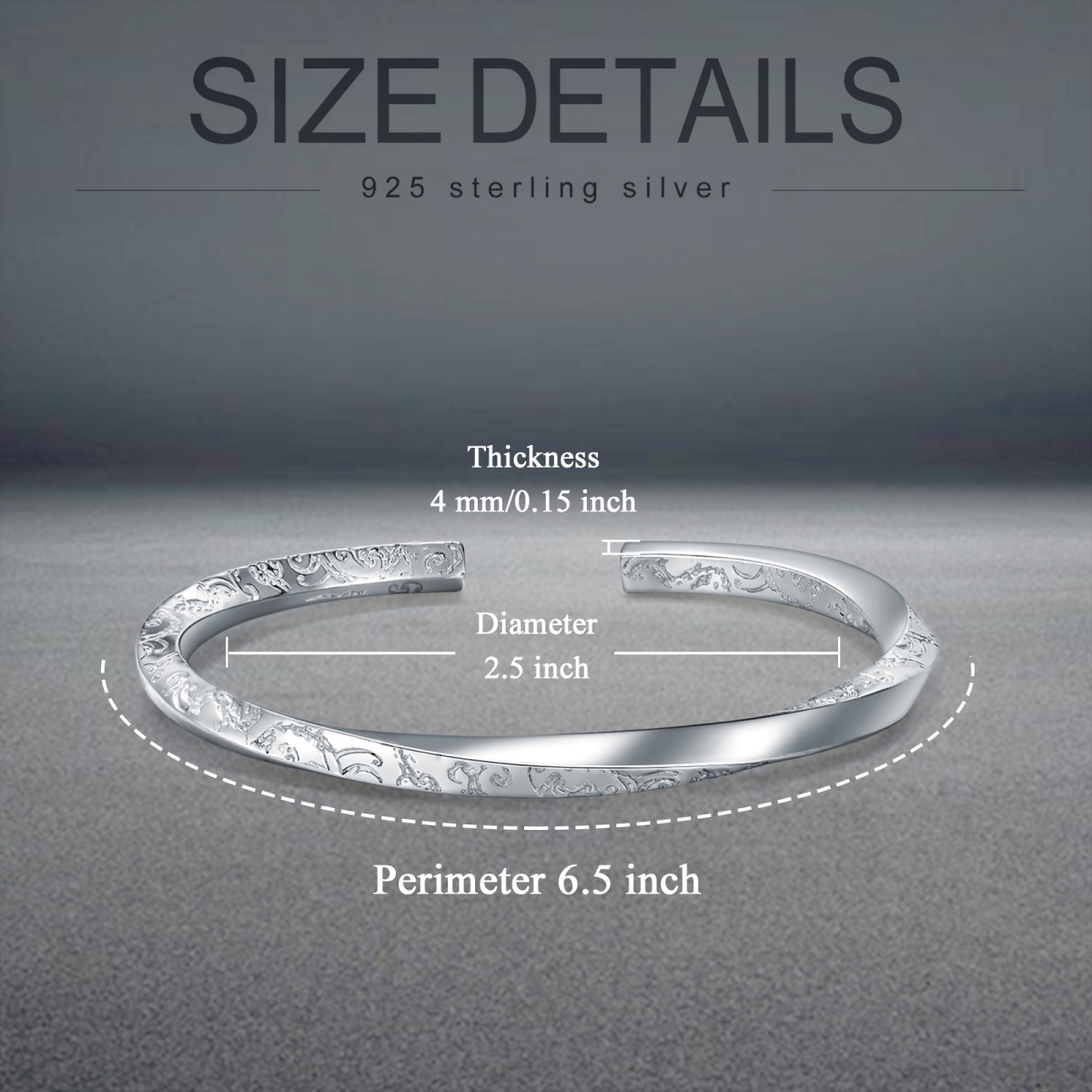 Bracelet en argent sterling gravé-5