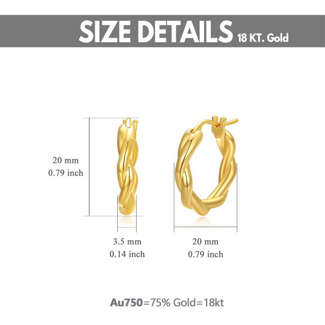 18K Yellow Gold Twist Hoop Earrings-8