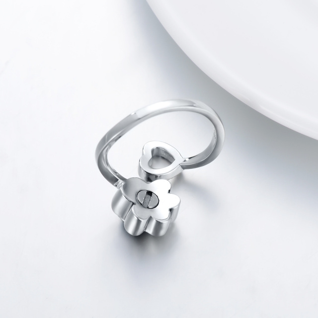 Anel de prata esterlina com zircónio cúbico em forma de pata e coração-4
