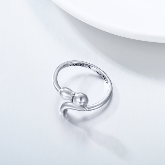 Sterling Silber kreisförmig Cubic Zirkonia Katze Urne Ring mit eingraviertem Wort-3