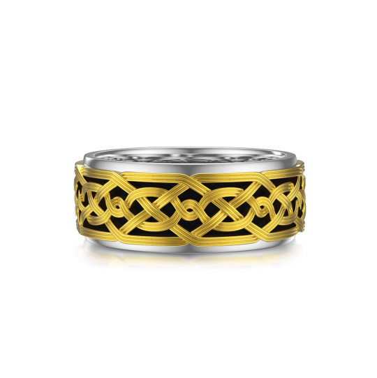 Sterling Silver Two-tone Celtic Knot Ring for Men