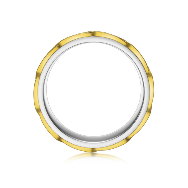 Sterling Silber zweifarbiger keltischer Knoten Ring für Männer-6