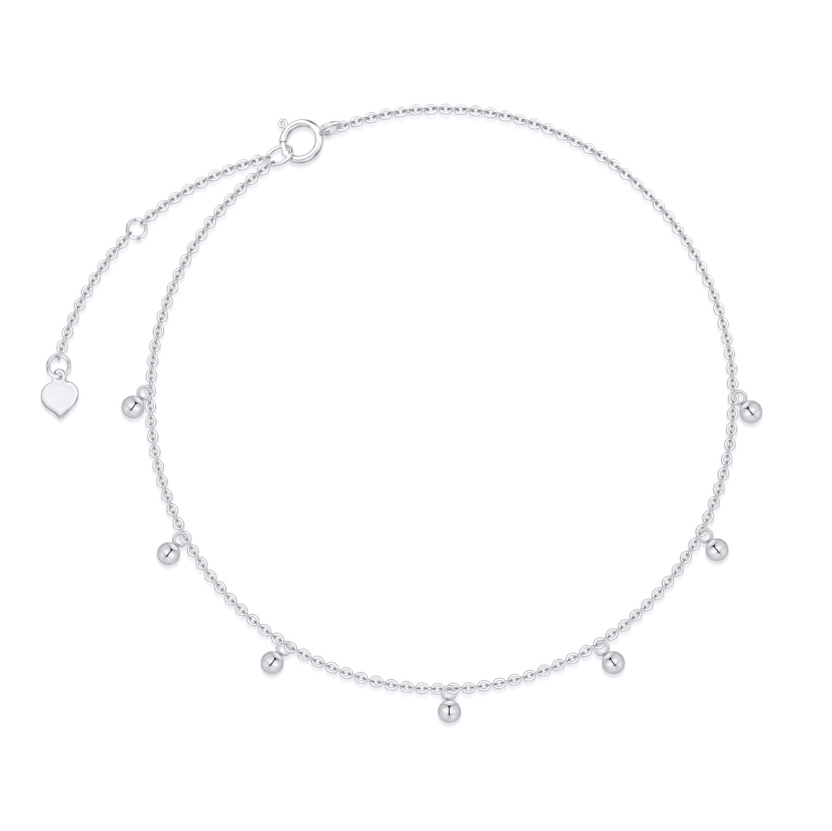 14K White Gold Single Layer Anklet-1