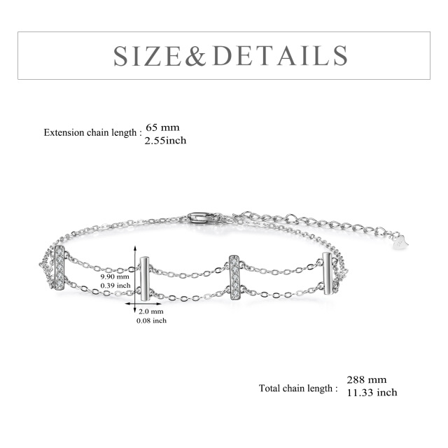Sterling Silver Cubic Zirconia Single Layer Anklet-5