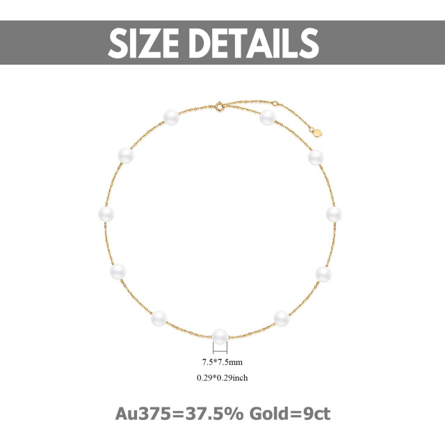 Gargantilha de metal com colar de pérolas Ginsberg em ouro 9K-3