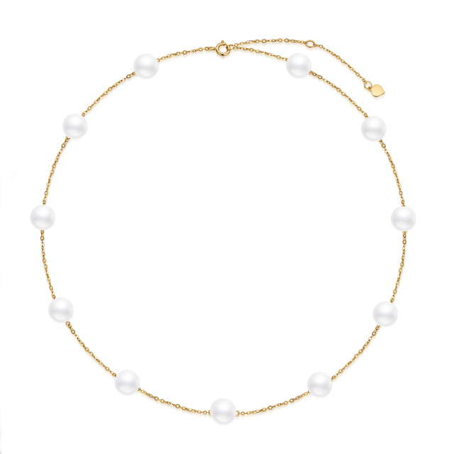 9K Gold Perle Ginsberg Kragen Metall Choker Halskette-0