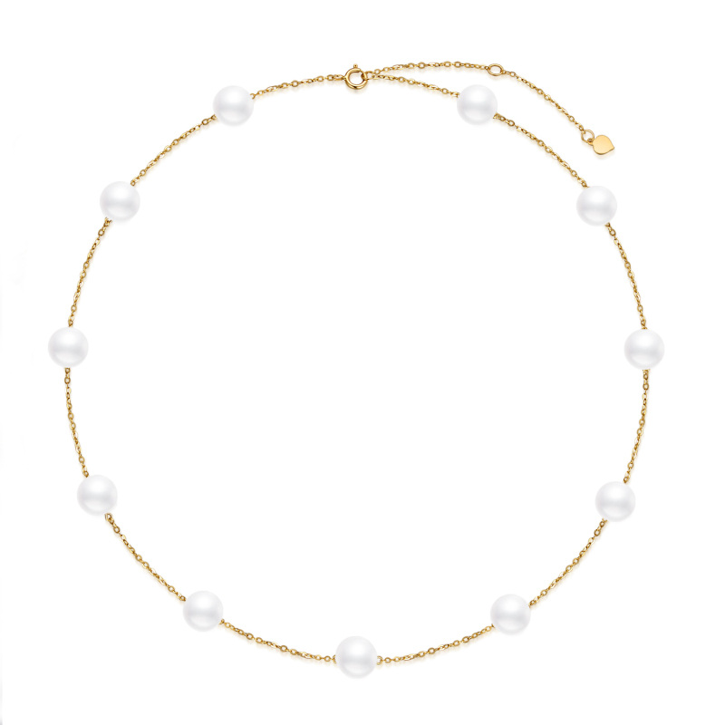 9K Gold Pearl Ginsberg Collar Metal Choker Necklace