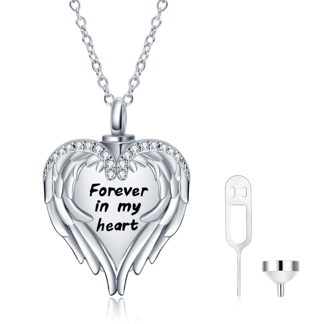 Sterling Silver Cubic Zirconia Heart Urn Necklace for Ashes-1