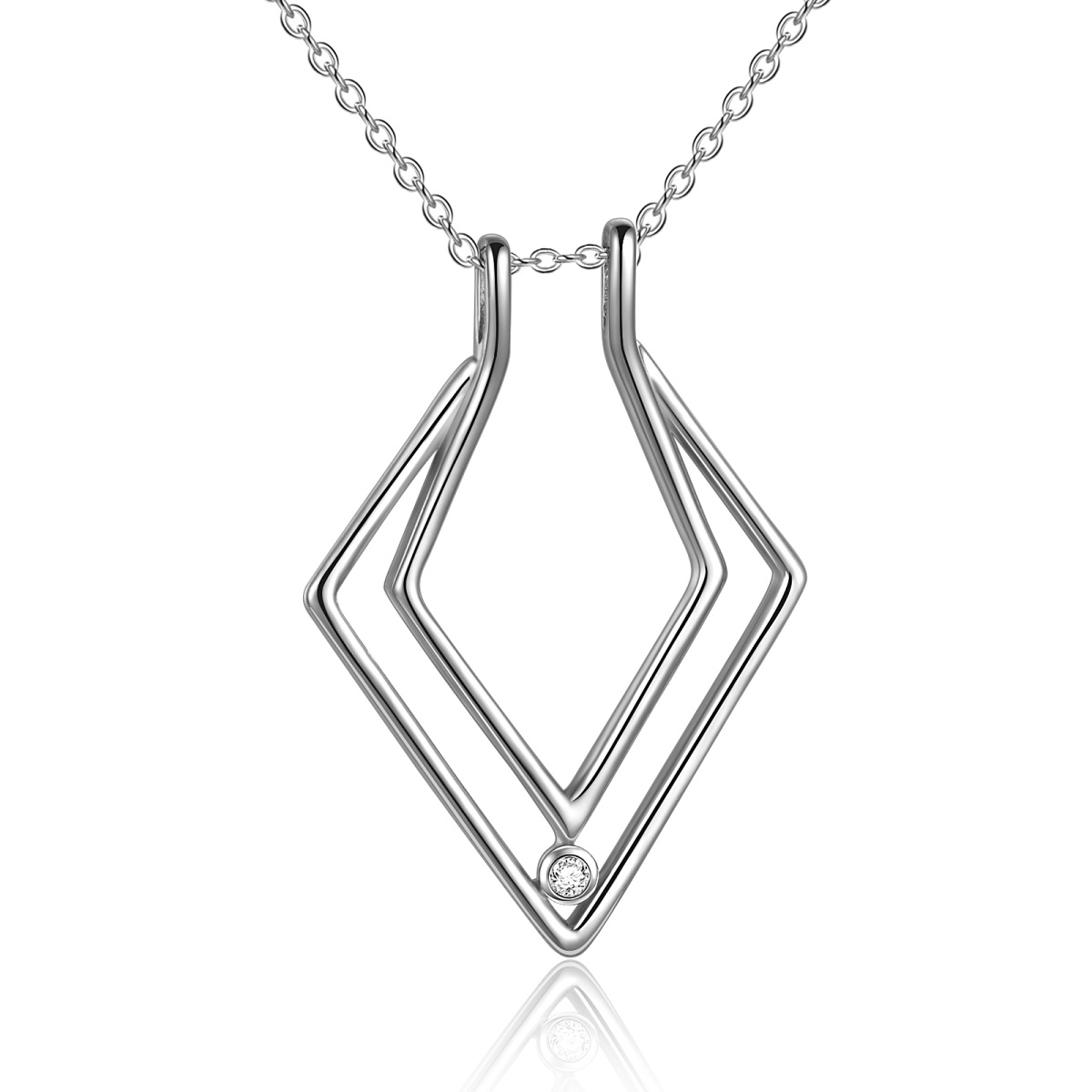 Collier en argent sterling avec pendentif porte-bague en zircon de forme circulaire-1