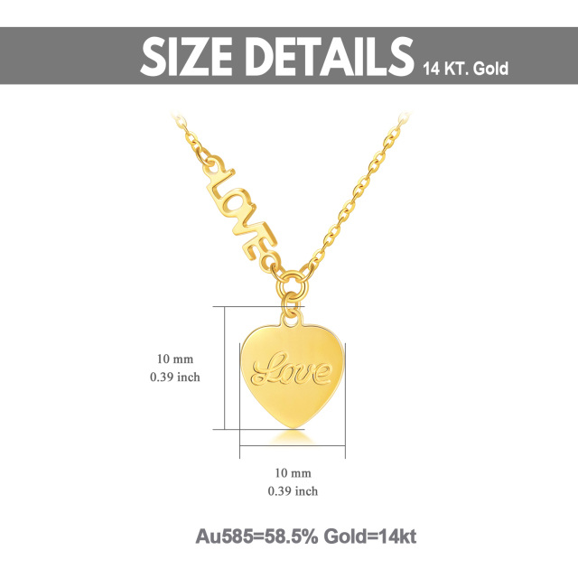 14K Gold Heart Pendant Necklace with Engraved Word-5