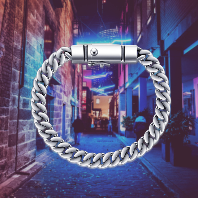 Sterling Silver Curb Link Chain Bracelet for Men-3