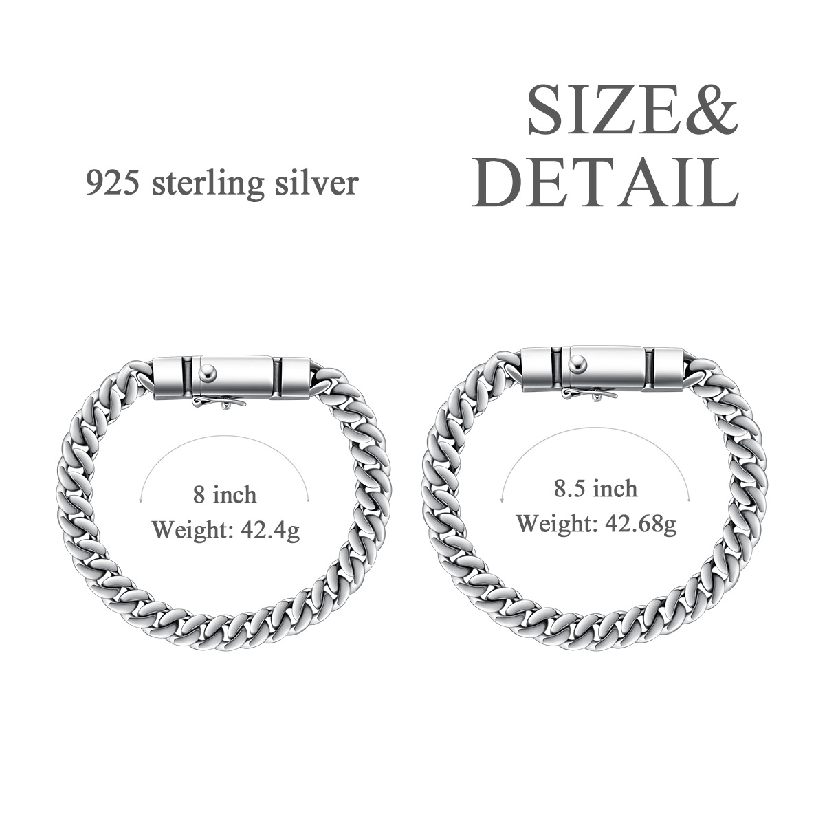 Sterling Silver Curb Link Chain Bracelet for Men-6
