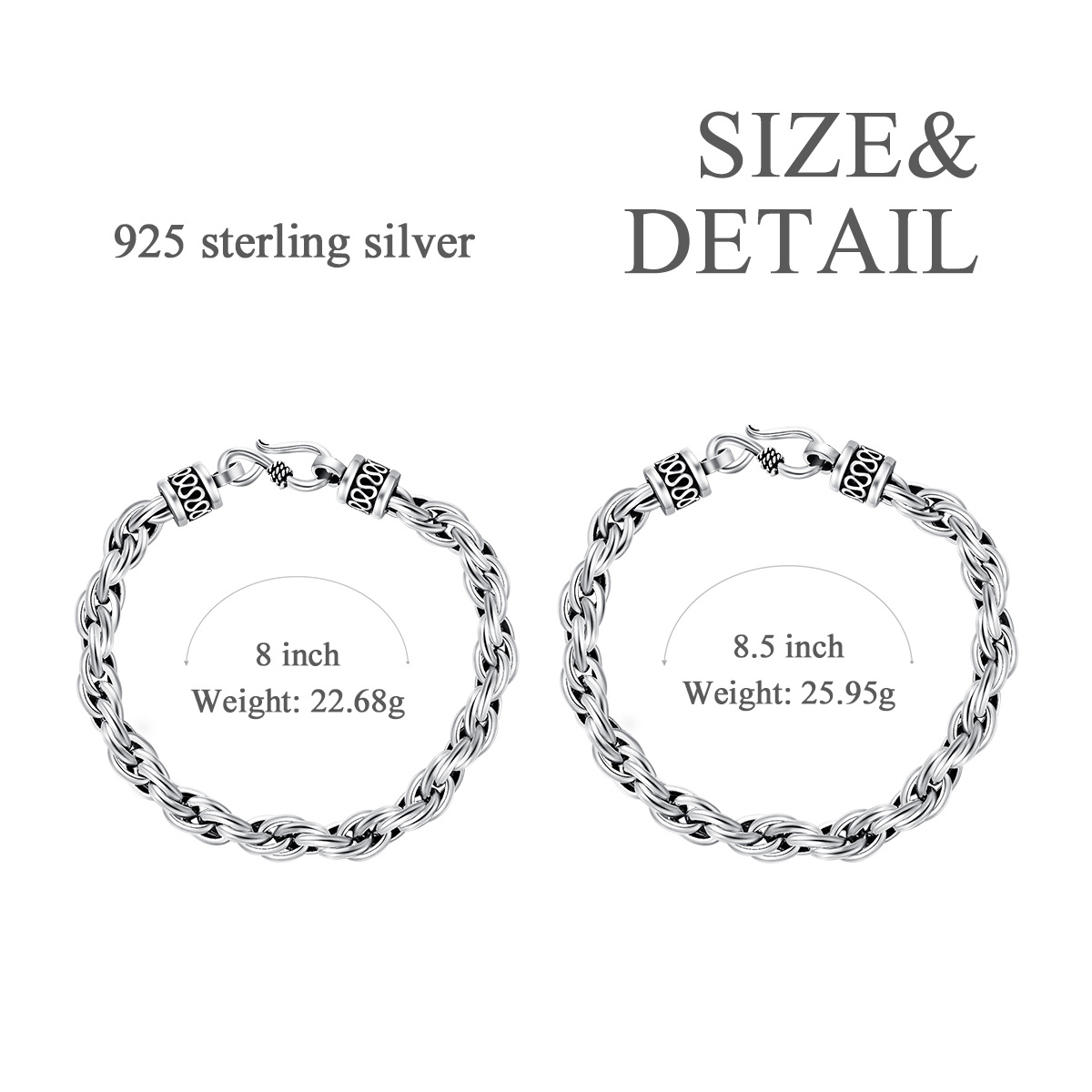 Sterling Silver Chain Bracelet for Men-6