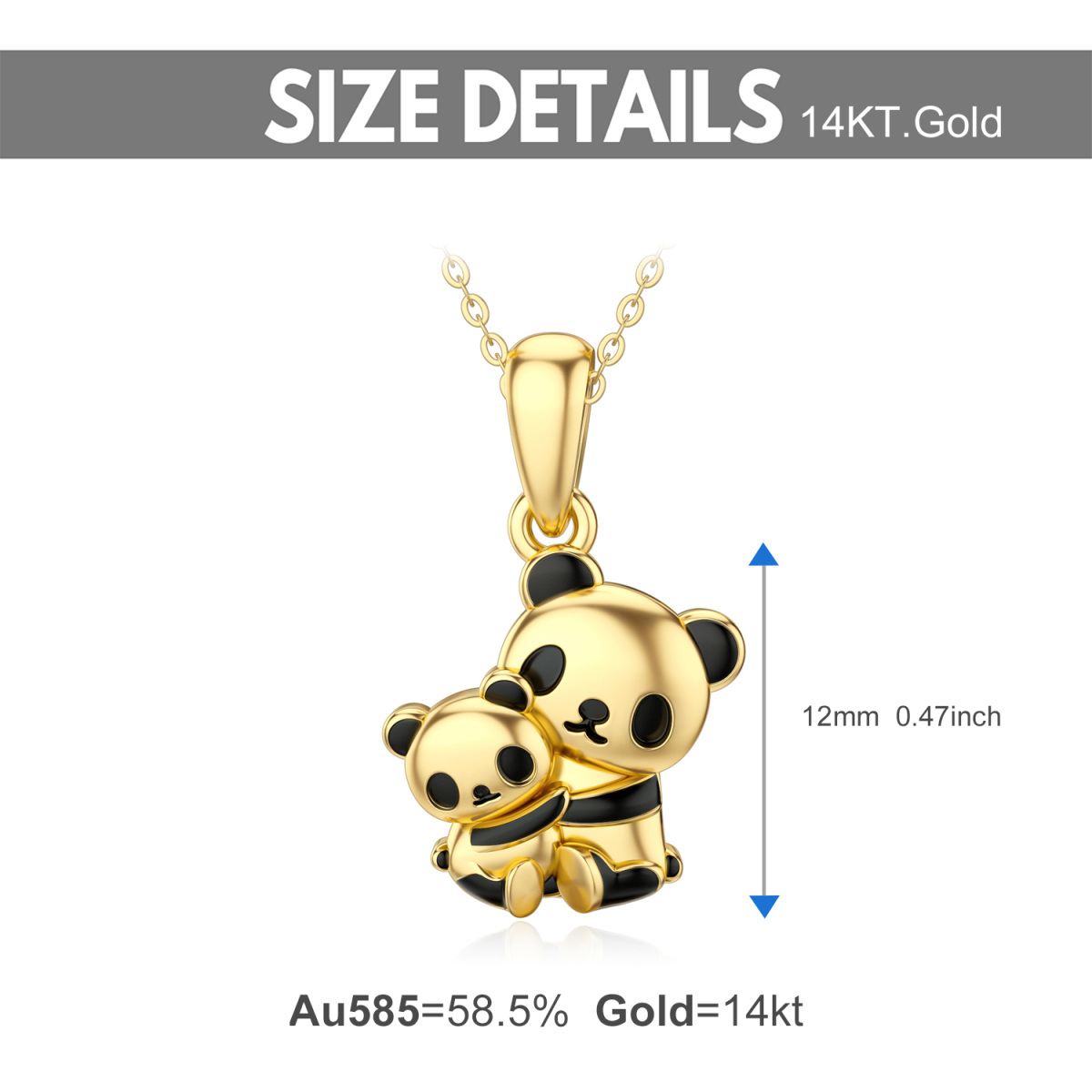 14K Gold Panda-Anhänger Halskette -5