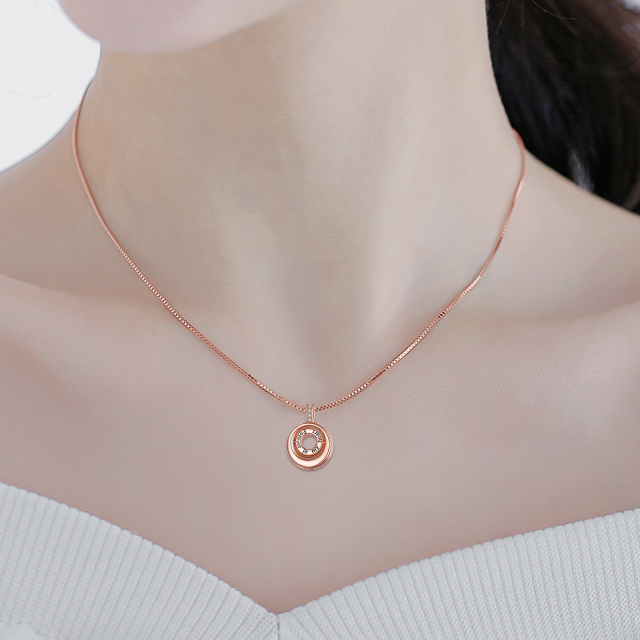 Sterling Silver with Rose Gold Plated Opal Round Urn Necklace for Ashes with Engraved Word-1