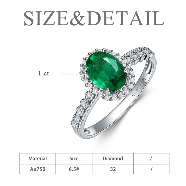 18K White Gold Oval Shaped Emerald Oval Shaped Engagement Ring-4