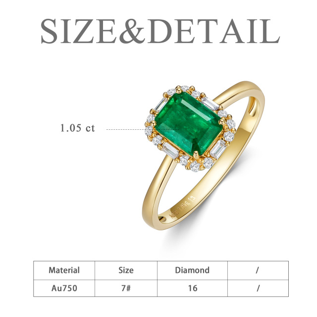 18K Gold Emerald Square Engagement Ring-4