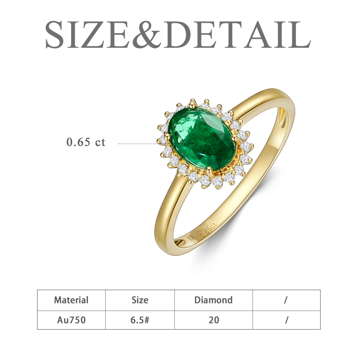 18K Gold Oval Shaped Emerald Oval Shaped Engagement Ring-5