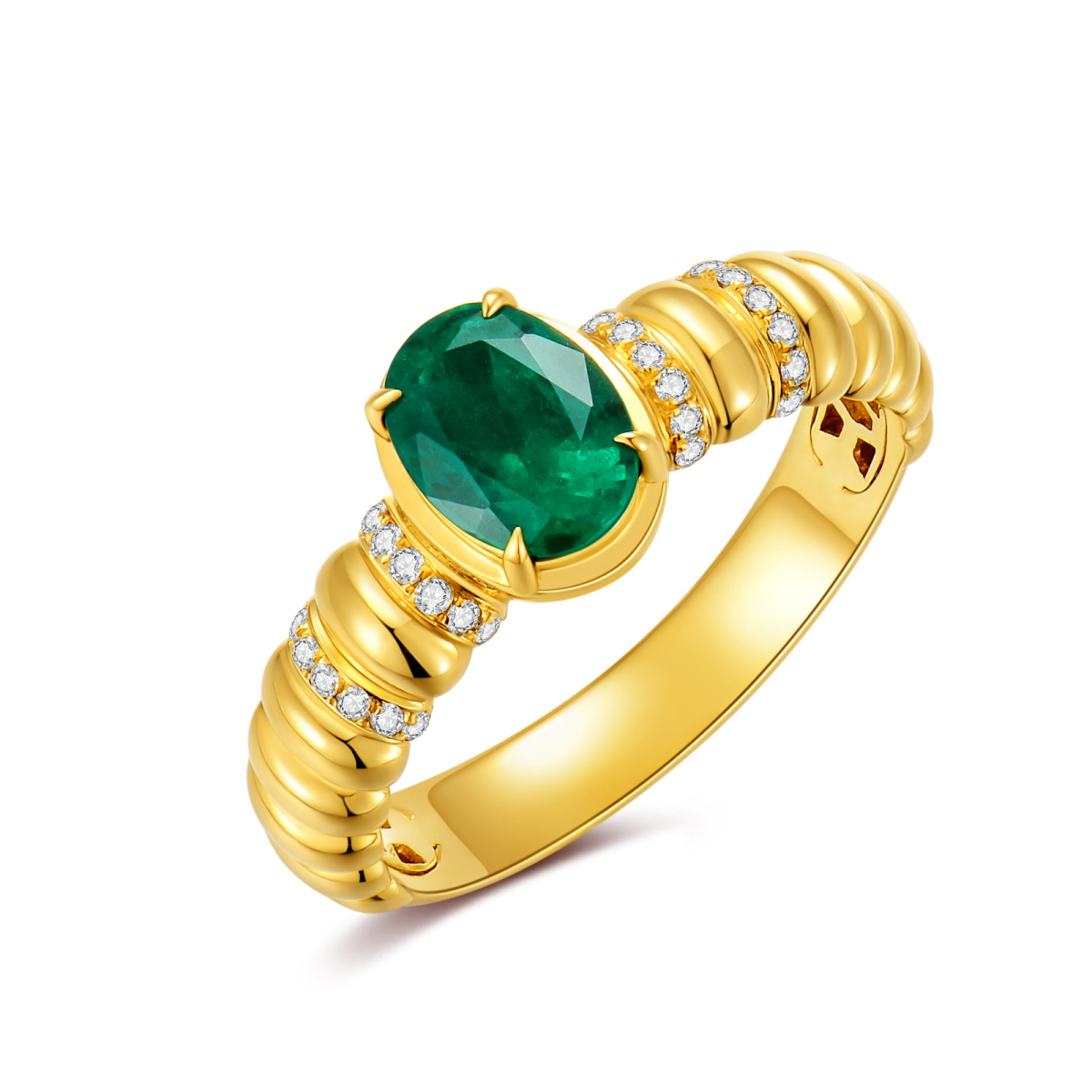 18K Gold Emerald Couple & Grandmother & Mother & Mother & Daughter & Parents & Children & Sisters & Teacher Engagement Ring-1