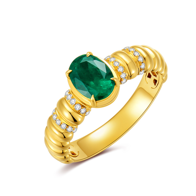 18K Gold Emerald Couple & Grandmother & Mother & Mother & Daughter & Parents & Children & Sisters & Teacher Engagement Ring