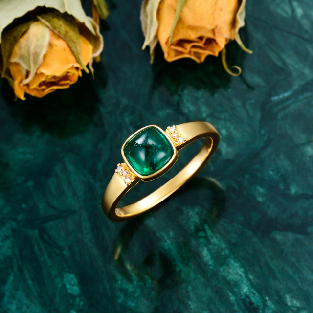 18K Gold Emerald Couple & Grandmother & Mother & Mother & Daughter & Parents & Children & Sisters & Teacher Engagement Ring-3
