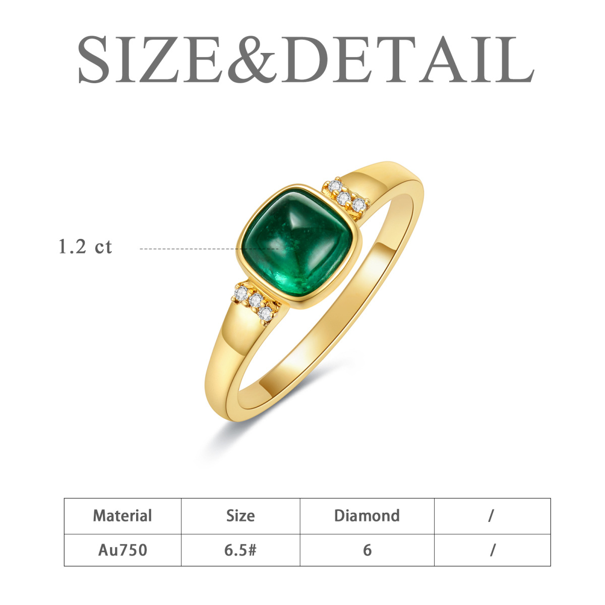18K Gold Emerald Couple & Grandmother & Mother & Mother & Daughter & Parents & Children & Sisters & Teacher Engagement Ring-5