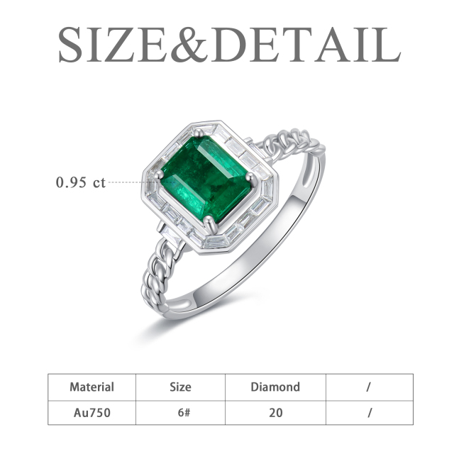 18K White Gold Princess-square Shaped Emerald Square Wedding Ring-4