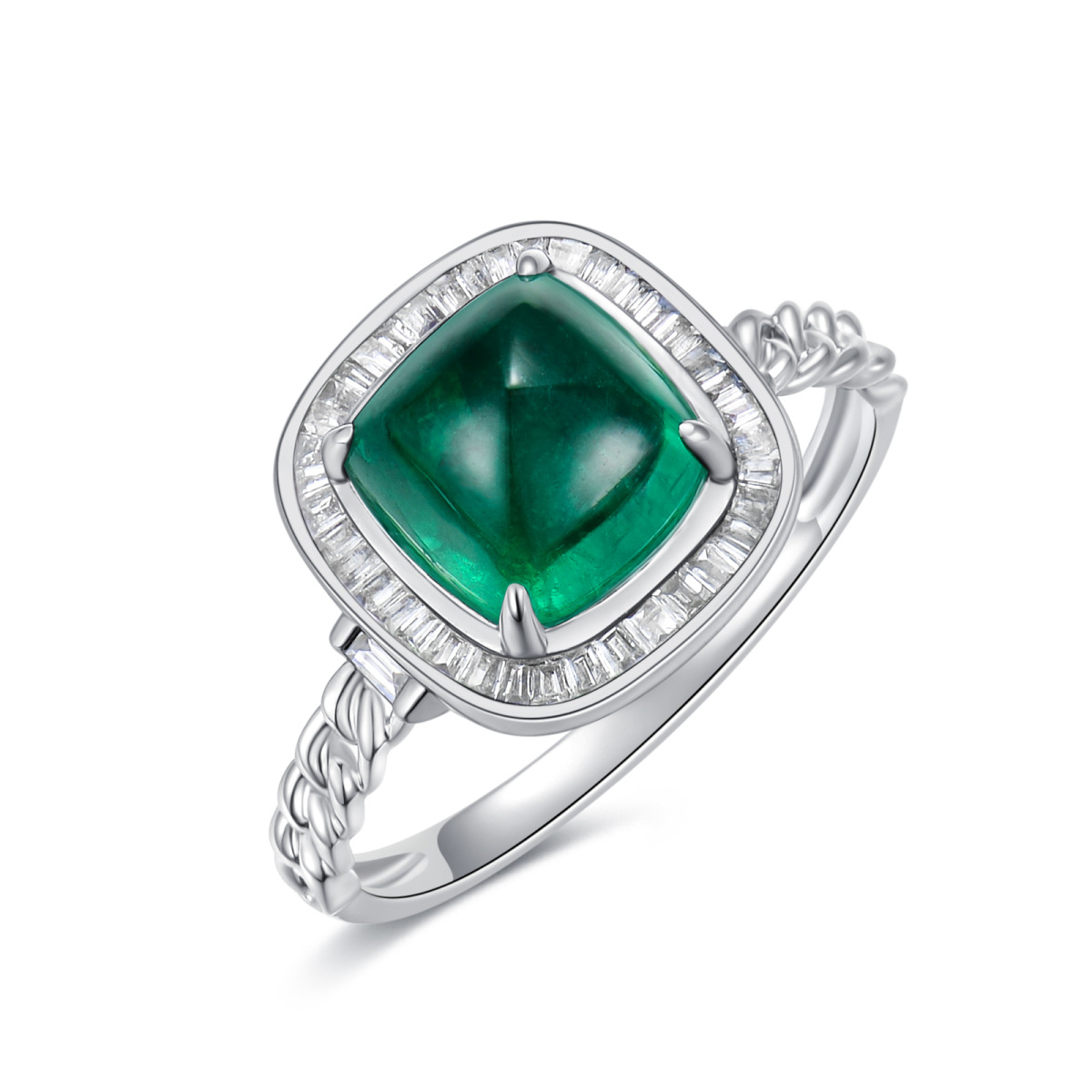 18K White Gold Emerald Engagement Ring For Couple & Mother & Sisters-1