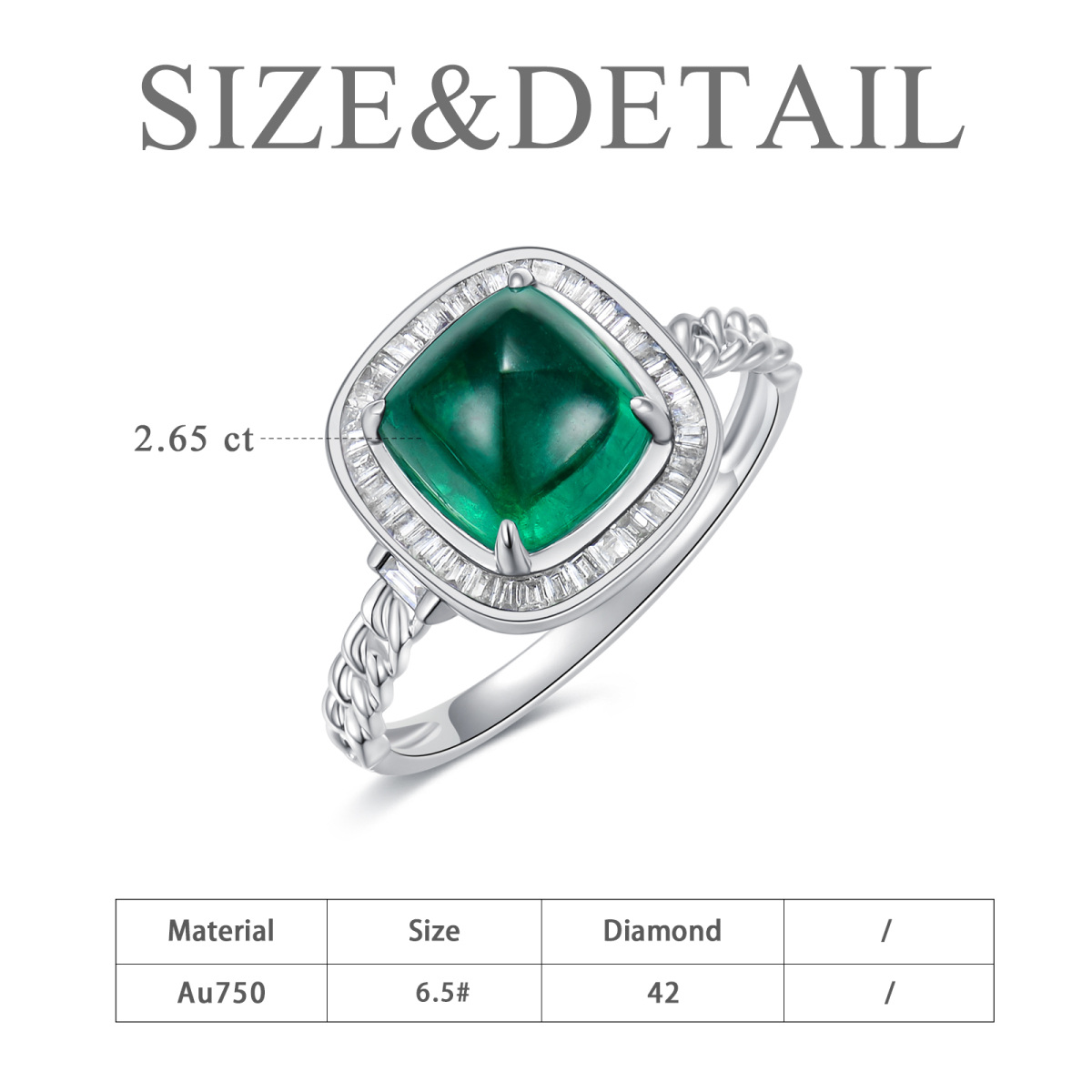 18K White Gold Emerald Engagement Ring For Couple & Mother & Sisters-6