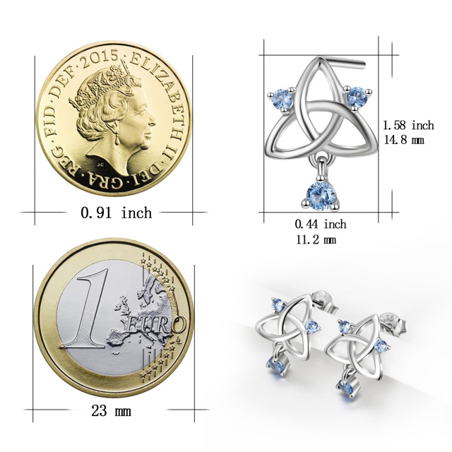 Sterling Silber kreisförmig kubischer Zirkon keltischen Knoten Tropfen Ohrringe-4