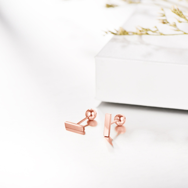 14K Gold Bar Stud Earrings-2