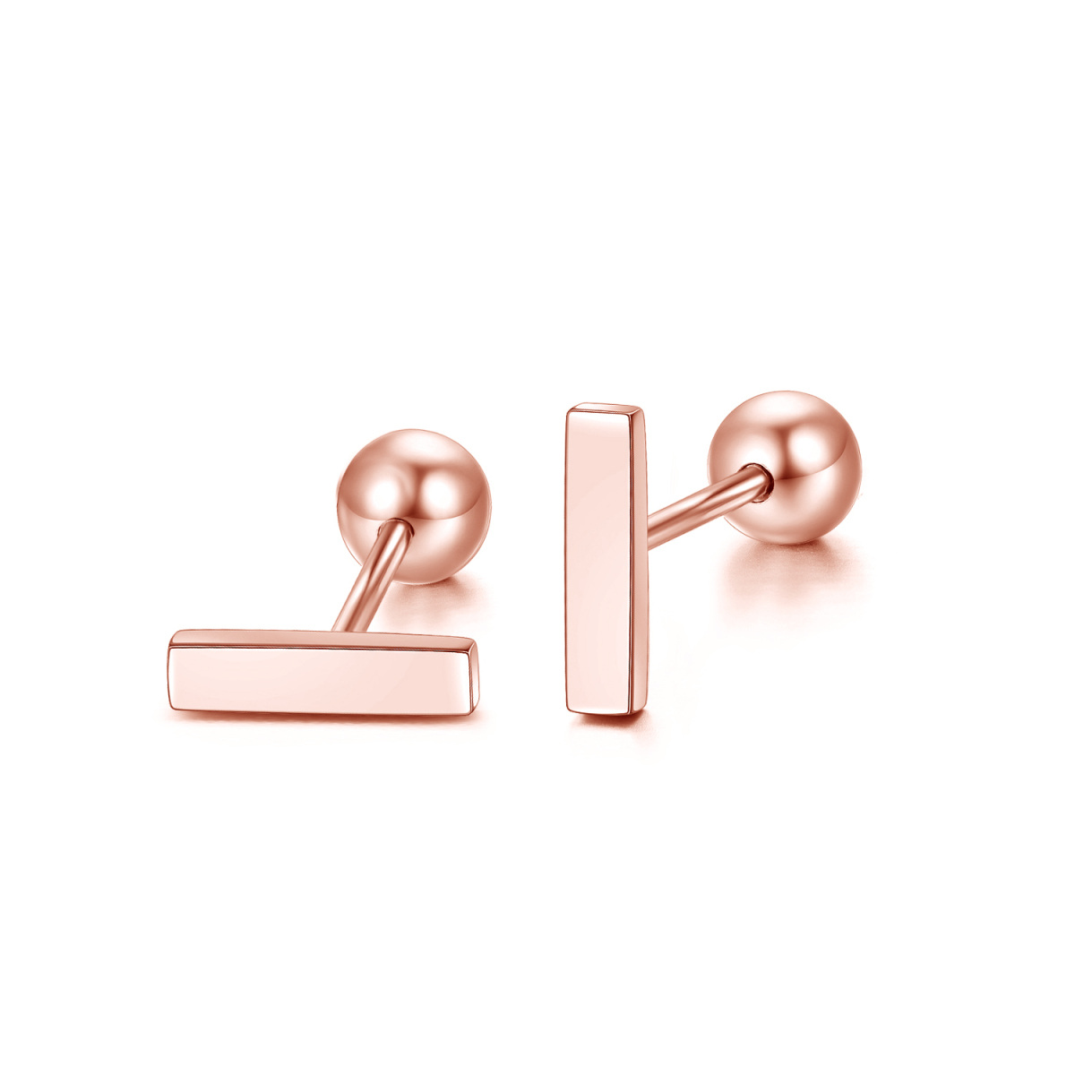 14K Gold Bar Stud Earrings-3