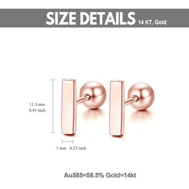 14K Gold Bar Stud Earrings-4