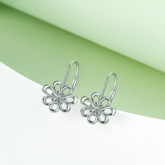 Sterling Silver Daisy Hoop Earrings-2