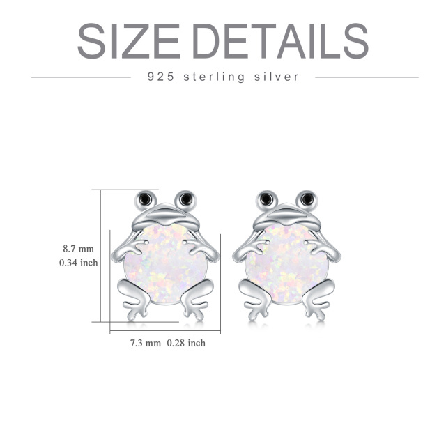 Opal Frog Stud Earrings in Sterling Silver-4