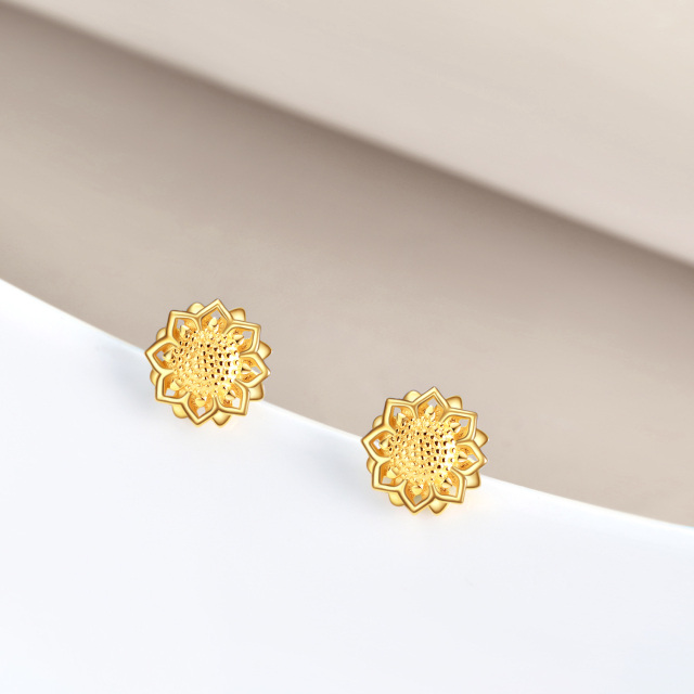 Orecchini con girasole in argento 925 e placcati in oro giallo-4