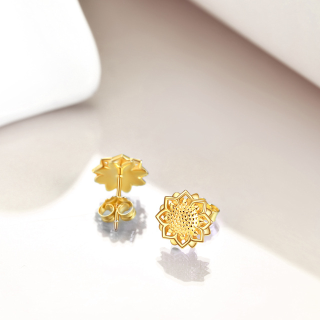 Orecchini con girasole in argento 925 e placcati in oro giallo-3