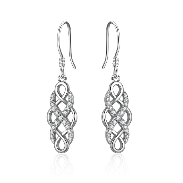 Orecchini a goccia con nodo celtico in argento sterling con zirconia cubica-1