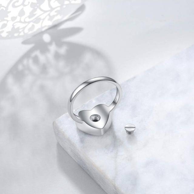 Sterling Silver Heart Urn Ring with Engraved Word-3