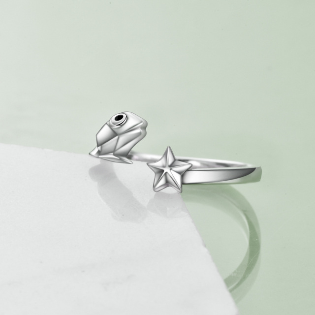 Sterling Silver Frog & Star Open Ring-3