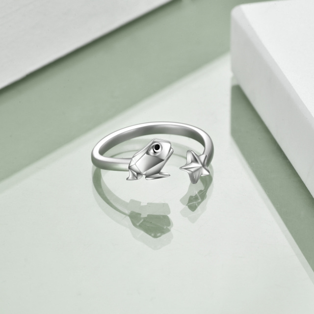 Sterling Silver Frog & Star Open Ring-2