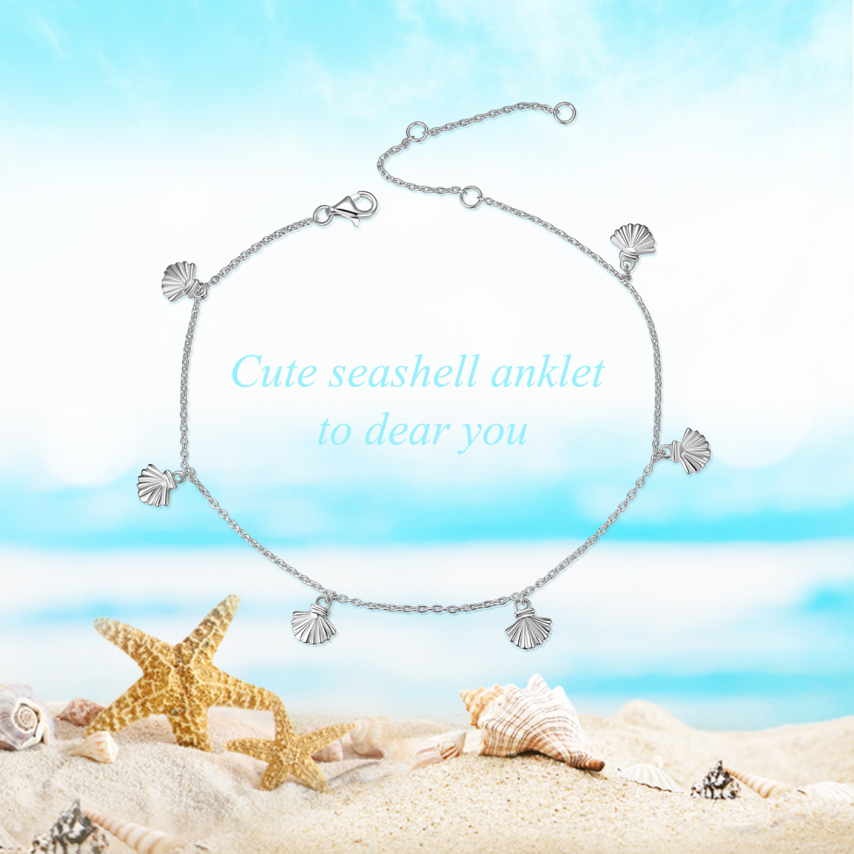 Sterling Silver Shell Single Layer Anklet-6