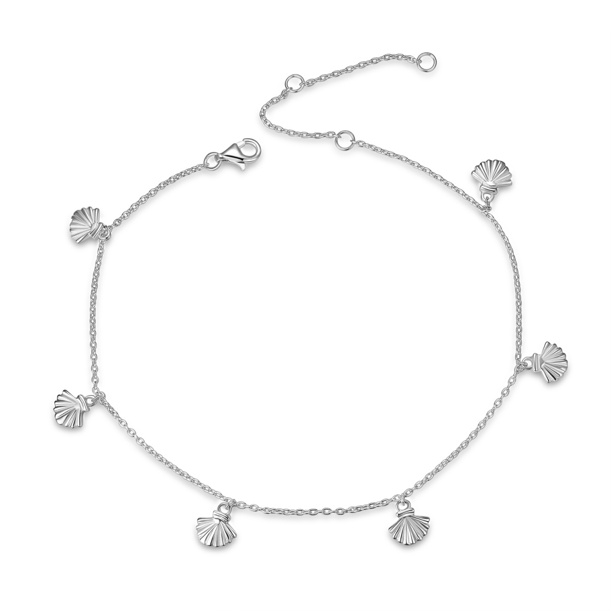 Sterling Silver Shell Single Layer Anklet-1