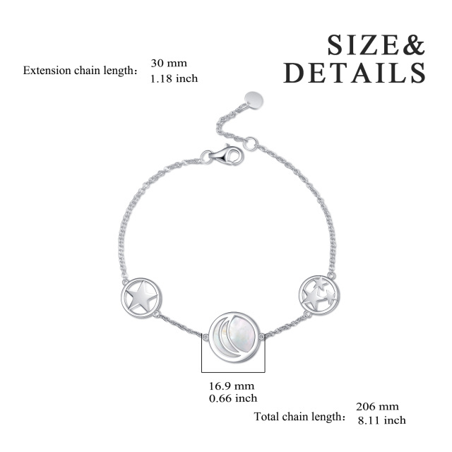 Bracelet en argent sterling avec pendentif lune en opale ronde-4