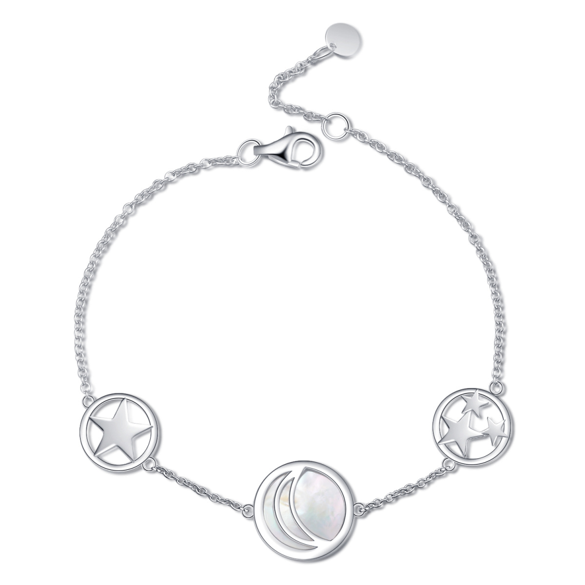 Bracelet en argent sterling avec pendentif lune en opale ronde-1